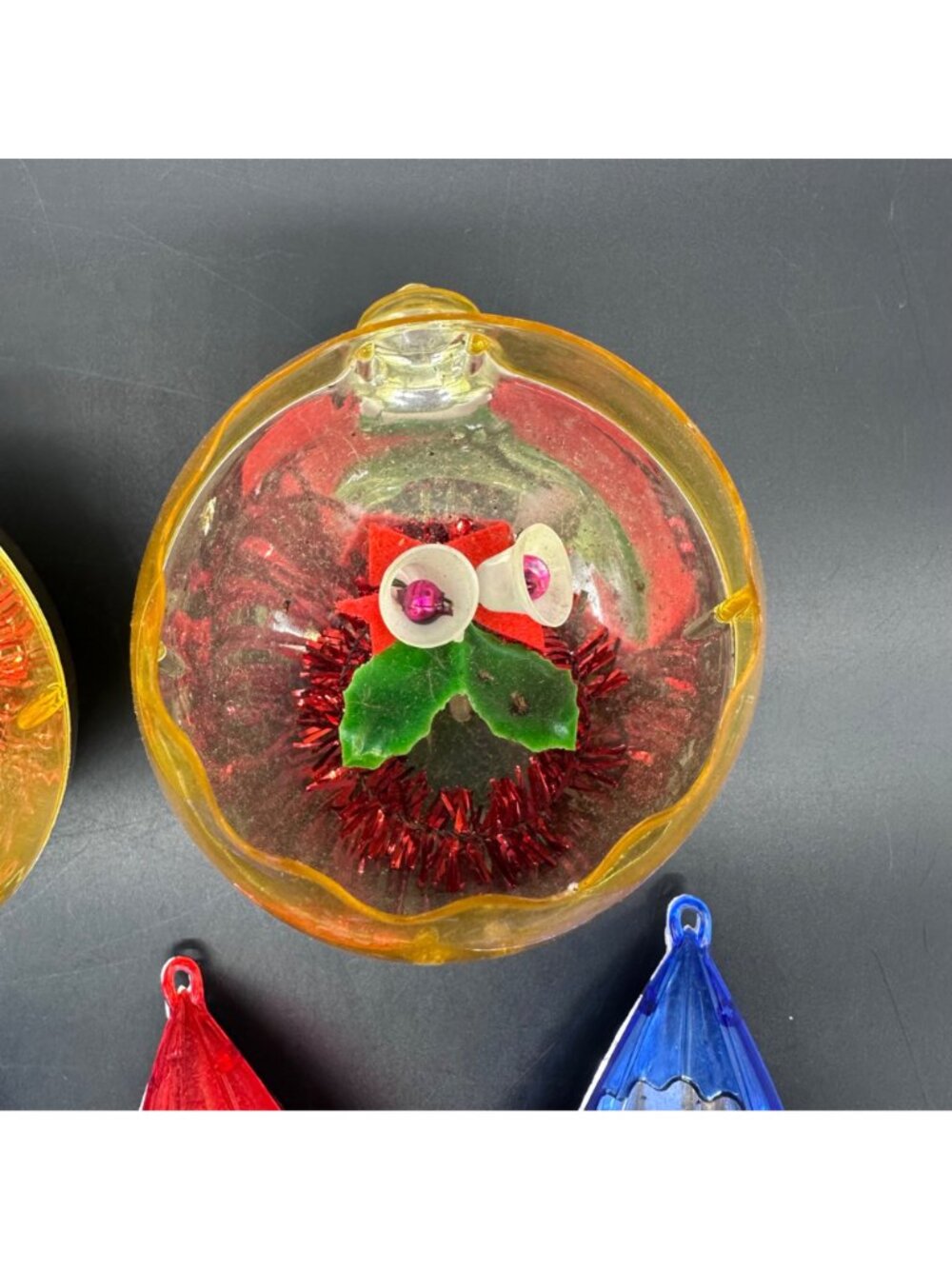 Vintage Jewel Brite Christmas Ornaments Dioramas Set Of 5 Mid Century Plastic - Picture 6 of 14